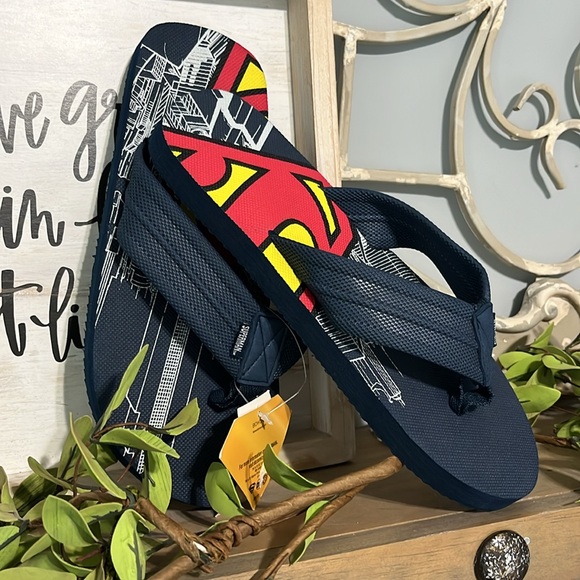 Superman Flip Flops Mens 7/8 Small Blue DC Comics - Picture 4 of 4